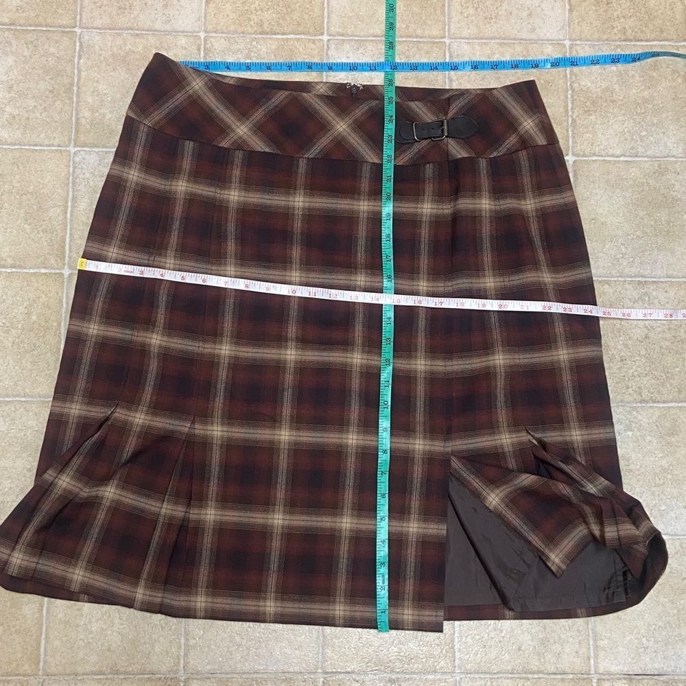 Stretch Jones Wear Brown Plaid A-Line Skirt with Bow Size 18 - Picture 3 of 8